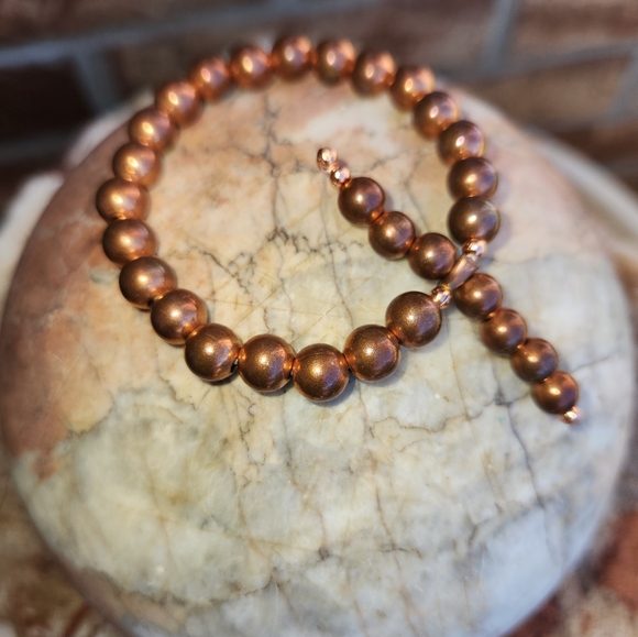 Unique Catterpillar Raw Copper beaded bracelet, Patina'd Size 7 and 8. - Picture 8 of 9